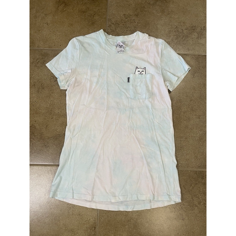 Rip N Dip T-shirt Womens Sz M Cloud Blue Cat Nerm RipNDip Tie Die Short Sleeve